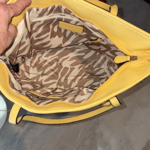 Anne Klein shoulder bag small tote zebra pattern fabric yellow/yellow trim NWOT - Picture 17 of 17